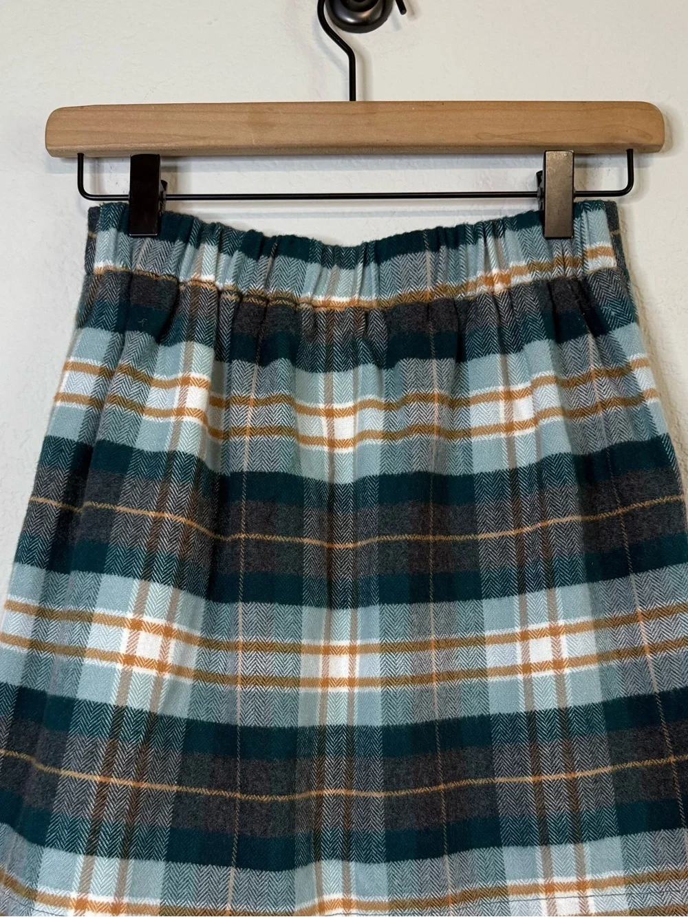 American Eagle Green Flannel Plaid Pull On Mini Skirt Academia Y2K Size XS
